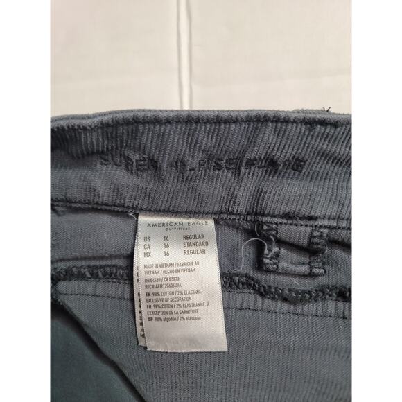 AMERICAN EAGLE Jeans Womens SZ 16 Super High Rise Flare Gray Corduroy 70's Inspo - Picture 6 of 10